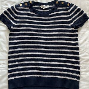 coastal loft gold button striped shirt